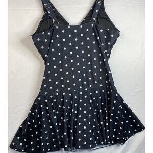 Summer Mae  WOMENS XL ~ Polka Dot BLACK SKIRTED ONE PIECE SWIMSUIT